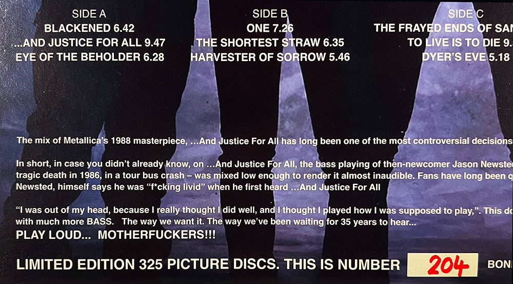 METALLICA 2xLP …And Justice For Jason (Picture Disc) 325 Hand-Numbered Copies