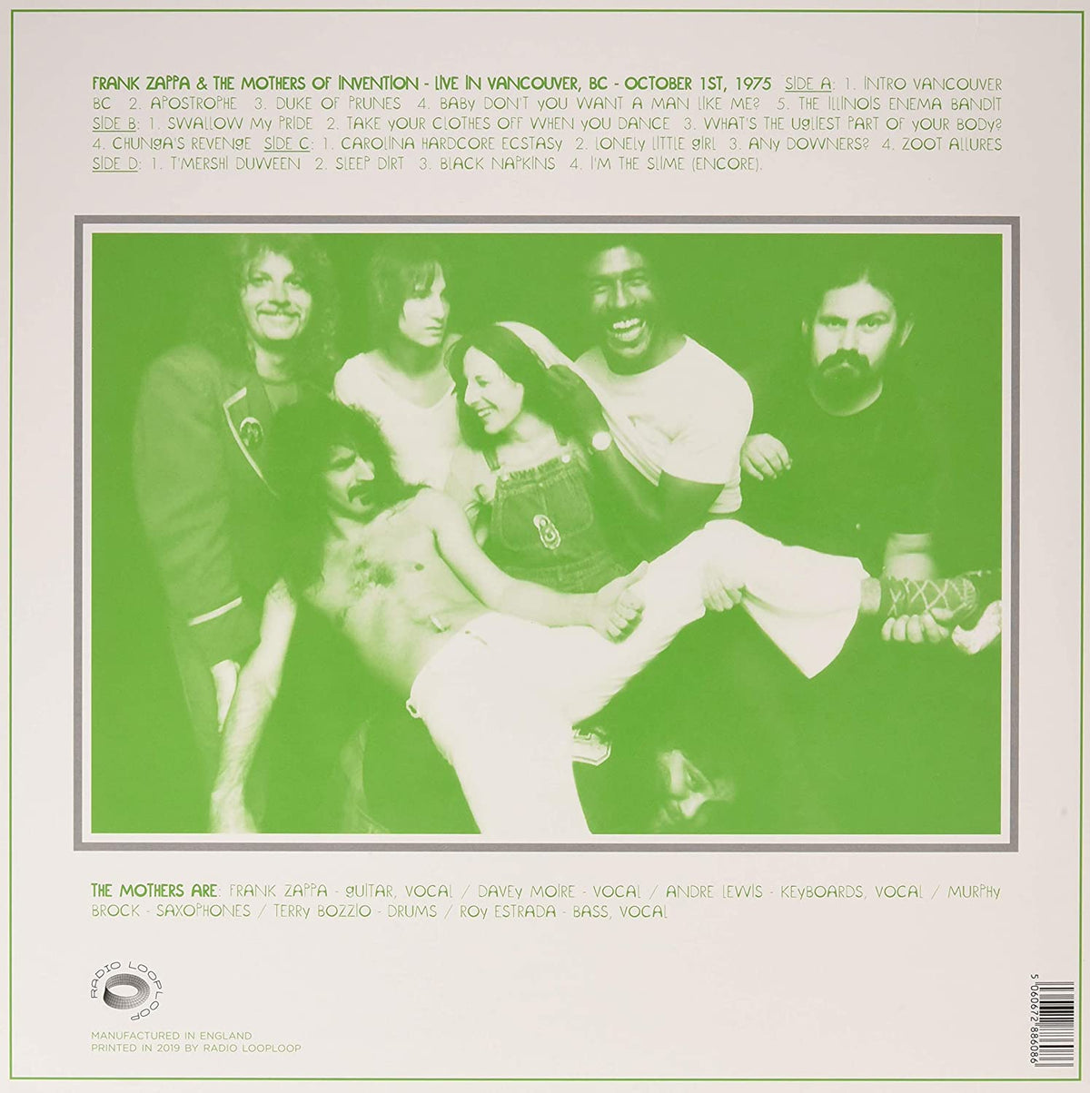 FRANK ZAPPA 2xLP Live In Vancouver 1975