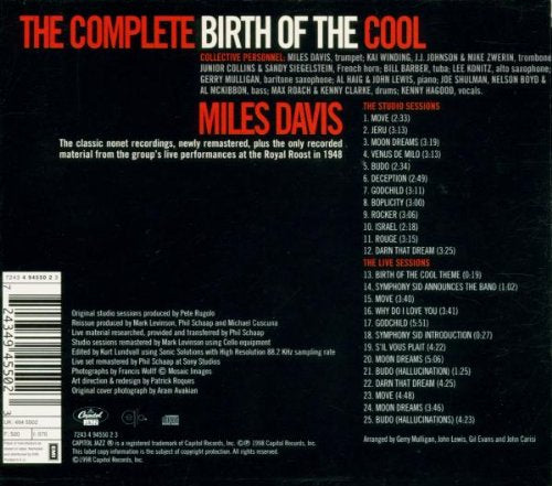 MILES DAVIS CD Complete Birth Of The Cool