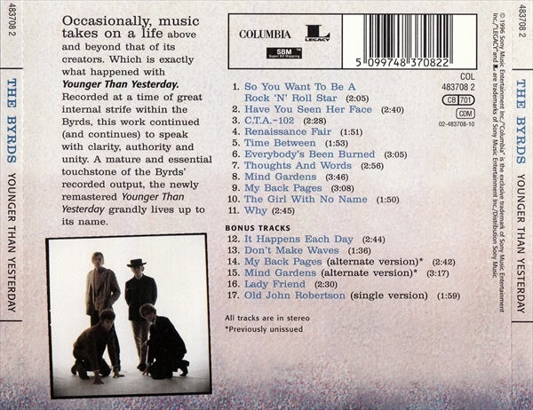 THE BYRDS CD Younger Than Yesterday + Bonus Tracks