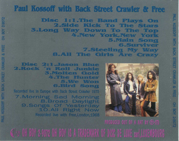 PAUL KOSSOFF 2xCD With Back Street Crawler & Free Live