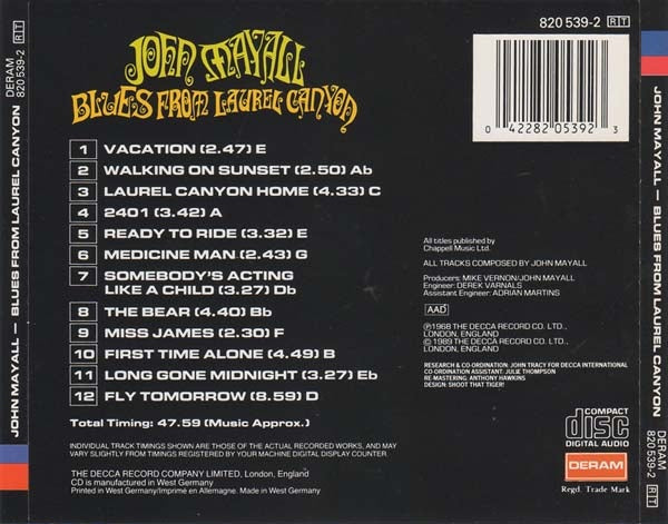 JOHN MAYALL CD Blues From Laurel Canyon