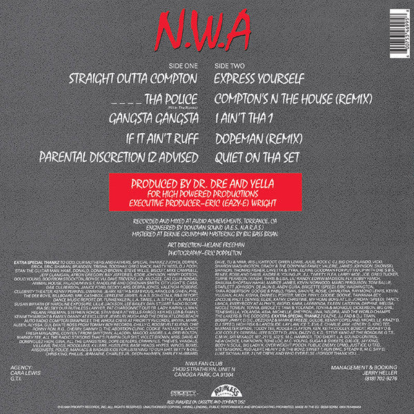 N.W.A LP Straight Outta Compton (180 Gram Heavyweight Vinyl)