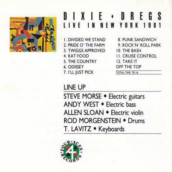 DIXIE DREGS CD Live In New York 1981