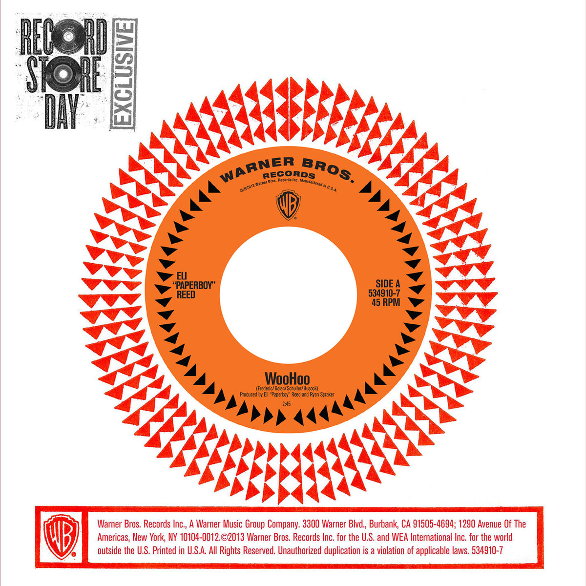 ELI PAPERBOY REED 7" WooHoo (Record Store Day)