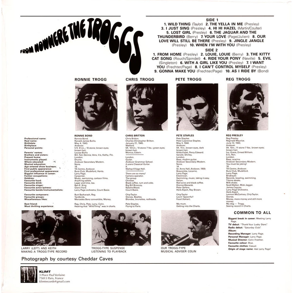 THE TROGGS LP From Nowhere (Mustard Coloured Vinyl) + Bonus Tracks