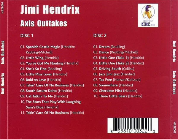 JIMI HENDRIX 2xCD Axis Outtakes