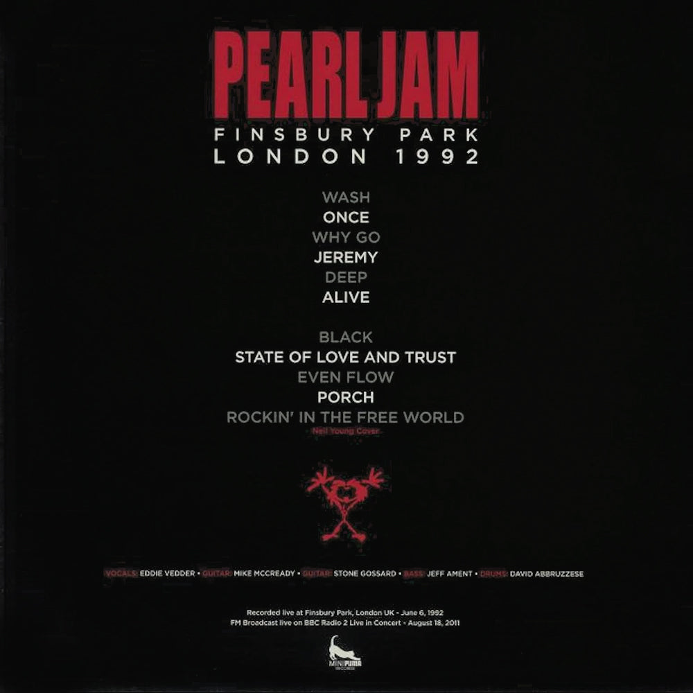 PEARL JAM LP Finsbury Park London 1992