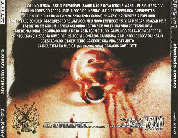 Presto? – Atentado Sonoro - CD - CD Como Nuevo / Portada Como Nueva (M-/M-)