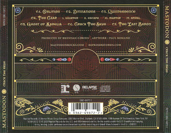 Mastodon – Crack The Skye - CD - CD Como Nuevo / Portada Como Nueva (M-/M-)