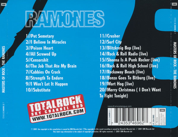 Ramones – Masters Of Rock - CD - CD Como Nuevo / Portada Como Nueva (M-/M-)