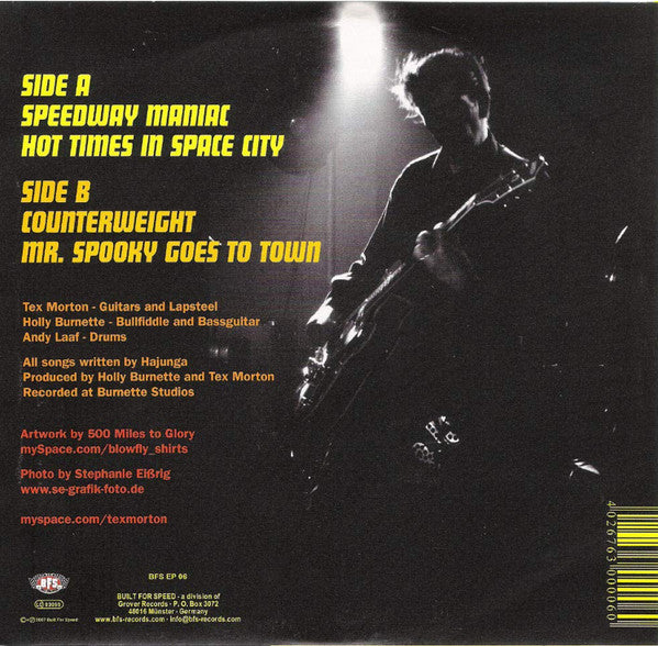 Tex Morton – Speedway Maniac - 7" - Rojo / Red - 2007 - Built For Speed – BFS EP 06 - Como Nuevo / Like New (M- / M-)