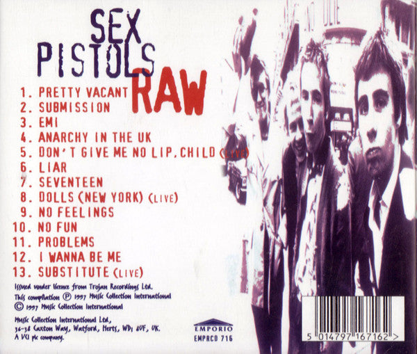 Sex Pistols – Raw - CD - Emporio – EMPRCD 716 - CD Near Mint (M-) / Cover Near Mint (M-)