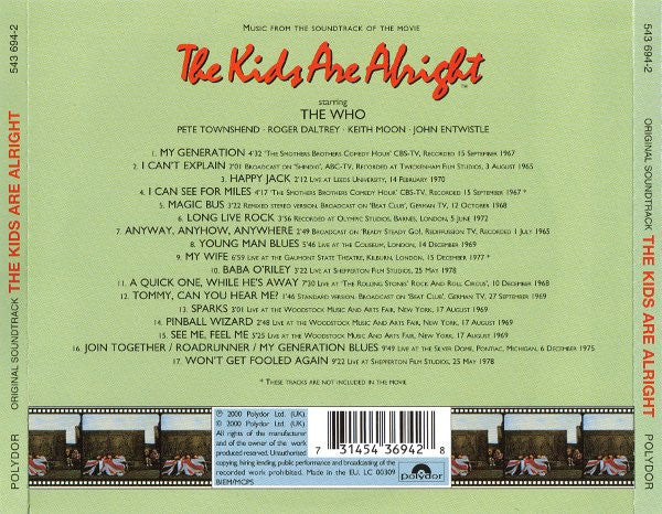 The Who – The Kids Are Alright - CD - New, unplayed, but not sealed.