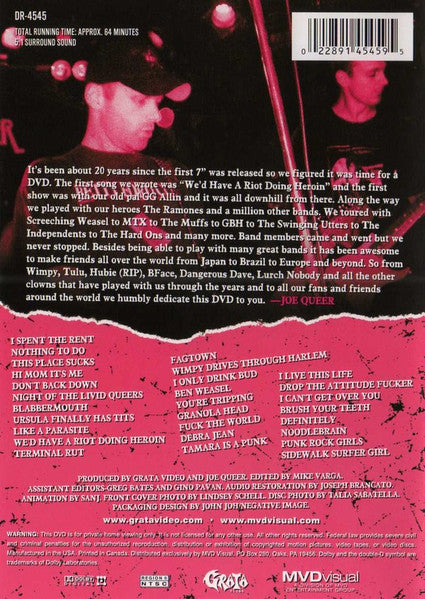 The Queers – The Queers Are Here - DVD - 2007 - MVD Visual – DR-4545