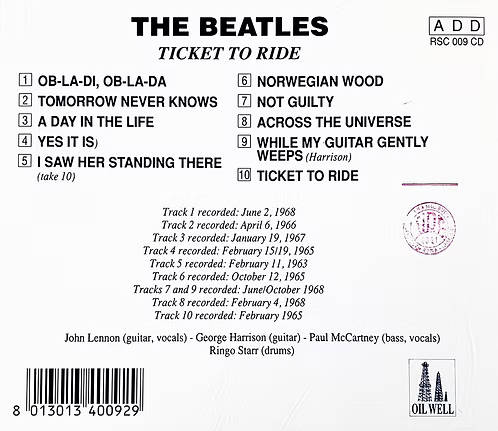 THE BEATLES CD Ticket To Ride