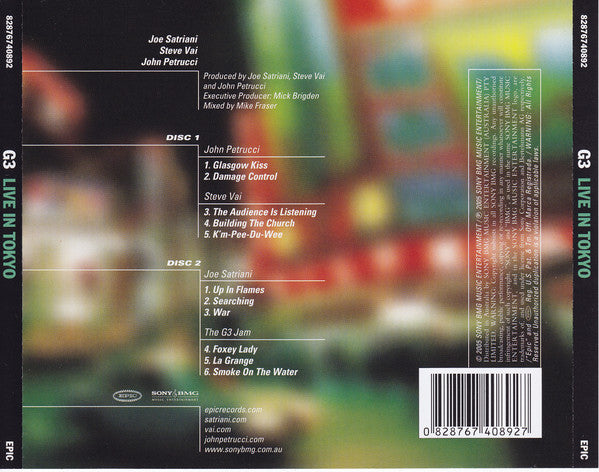 G3 Live In Tokyo - Satriani / Vai / Petrucci - 2xCD - Nuevo sin usar pero no precintado / New unplayed but not sealed.
