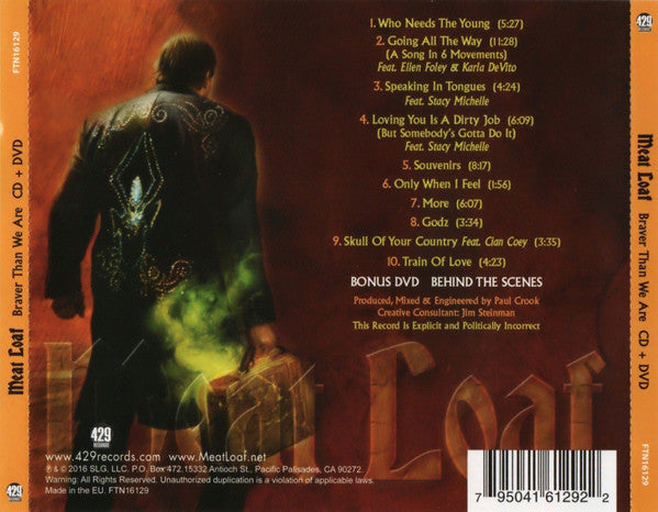 Meat Loaf – Braver Than We Are - CD+DVD - 2016 - 429 Records – FTN16129 - NUEVO - PRECINTADO / NEW – SEALED.