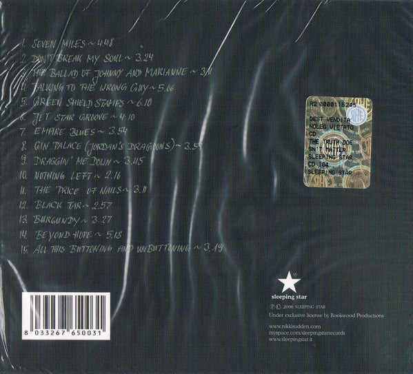 Nikki Sudden – The Truth Doesn't Matter - CD - Digipak - NUEVO - PRECINTADO / NEW – SEALED.