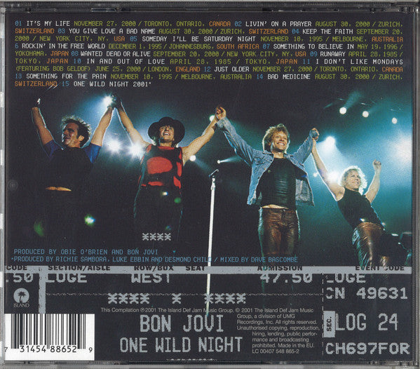 Bon Jovi – One Wild Night: Live 1985-2001 - CD - CD Como Nuevo / Portada Como Nueva (M-/M-)