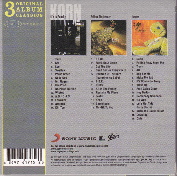 Korn – 3 Original Album Classics - 3xCD Box Set - CDs Muy Buen Estado / Portadas Muy Buen Estado (VG+/VG+)