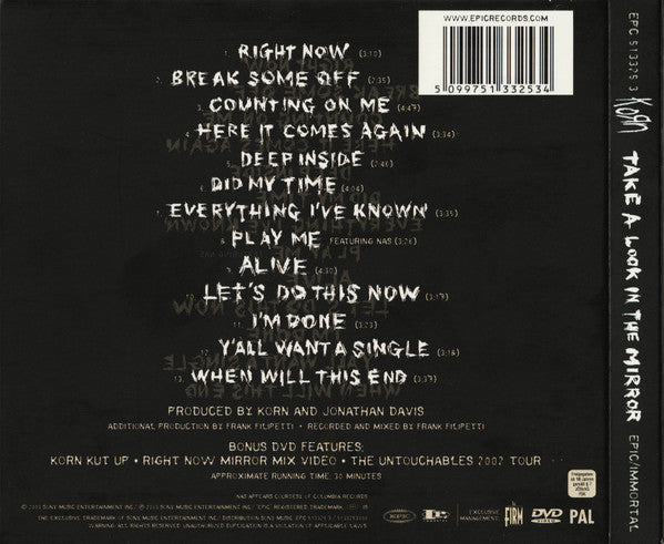 Korn – Take A Look In The Mirror - CD+DVD - Limited Edition Digipak - Very Good Condition (VG+ / VG+)