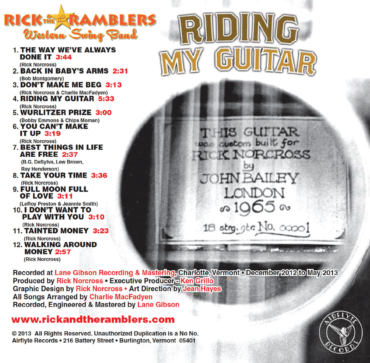 Rick And The Ramblers - Riding My Guitar - CD- Digipak - Very Good Condition (VG+ / M-)