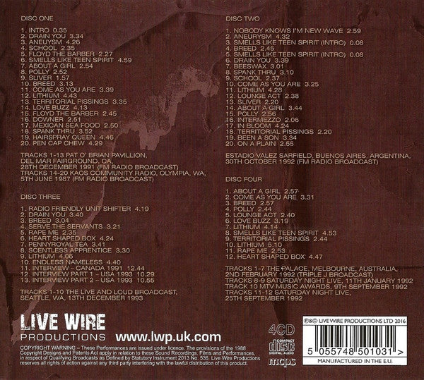 Nirvana - Live On Air - 4xCD Box Set - CDs Muy Buen Estado / Portada Muy Buen Estado (VG+/VG+)