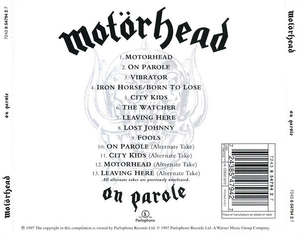 Motörhead – On Parole - CD - NUEVO / PRECINTADO - NEW / SEALED.