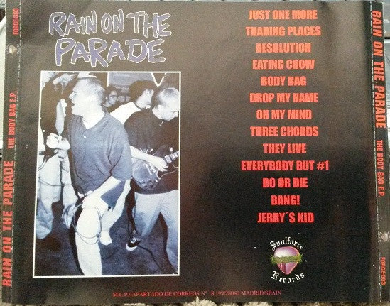 Rain On The Parade – Body Bag E.P. - CDEP - 1998 - Soulforce Records – FORCE-003 - New and unplayed but not sealed.