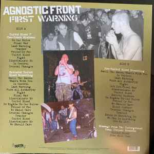 Agnostic Front – First Warning - The 'United Blood' Era Recordings, New York City, 1983 - LP - 2020 - Radiation Reissues – RRS110