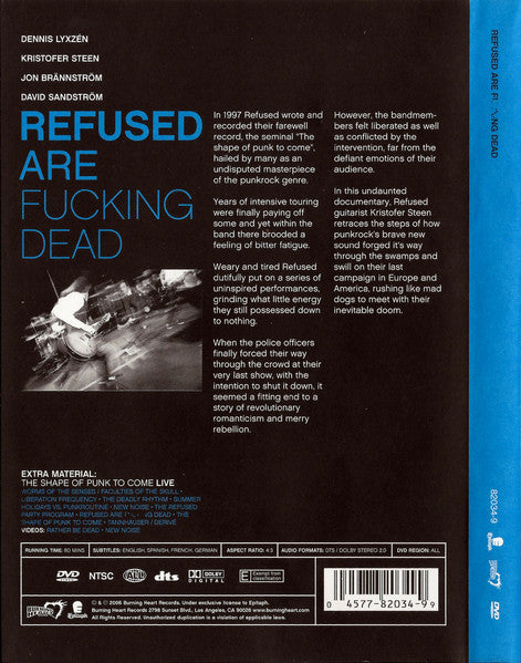 Refused – Refused Are Fucking Dead - DVD - DVD Como Nuevo / Portada Como Nueva (M-/M-)