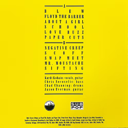 NIRVANA LP Bleach (Yellow Colored Vinyl) Australian Yellow Lettering