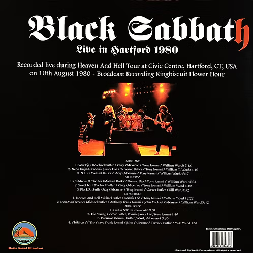 BLACK SABBATH 2xLP Live In Hartford 1980 (Red & Purple Vinyl) 300 Copies
