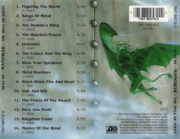 Manowar – Best Of Manowar - The Hell Of Steel - CD - Nuevo sin usar pero no precintado / New unplayed but not sealed.
