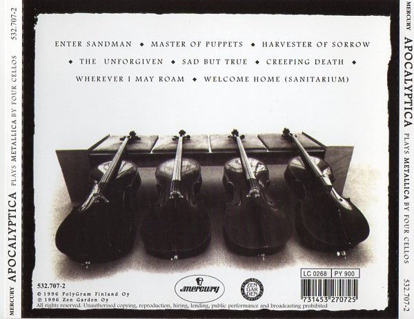 Apocalyptica – Plays Metallica By Four Cellos - CD - Nuevo sin usar pero no precintado / New unplayed but not sealed.