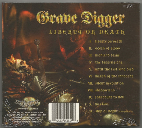 Grave Digger – Liberty Or Death - CD - Limited Edition Digipak - With Bonus Track - Includes Poster - 2007 - Locomotive Records – LM402 CD - NEW / SEALED.