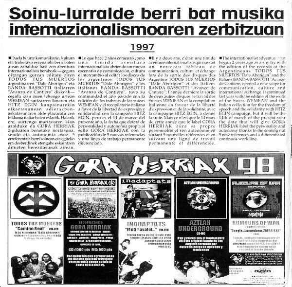 Gora Herriak 95 - 98 - CD - 1998 - Esan Ozenki – EO 129 CD - NUEVO - PRECINTADO / NEW – SEALED.