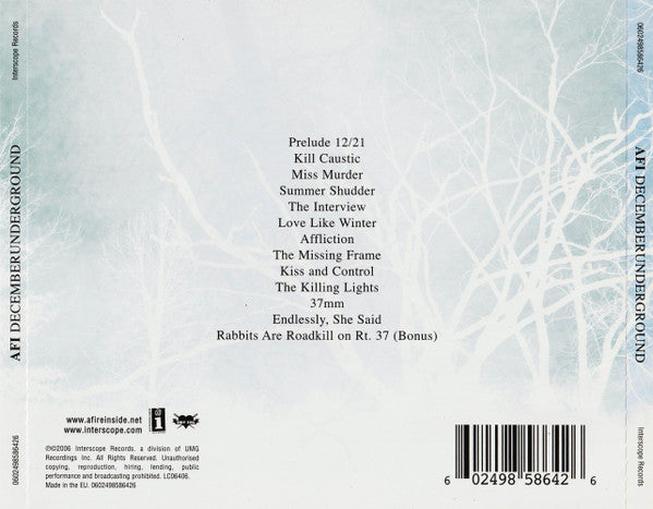 AFI – Decemberunderground - CD - CD Como Nuevo / Portada Como Nueva (M-/M-)