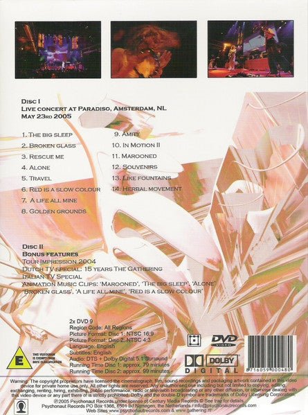 The Gathering – A Sound Relief - 2xDVD - Digipak - 2005 - Psychonaut Records – PSYN0007DVD - NEW / SEALED