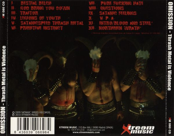 Omission – Thrash Metal Is Violence - CD - New, unplayed but not sealed.