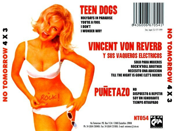 Teen Dogs / Vincent Von Reverb Y Sus Vaqueros Eléctricos / Puñetazo – 4x3 - CD - CD Like New / Cover Like New (M-/M-)