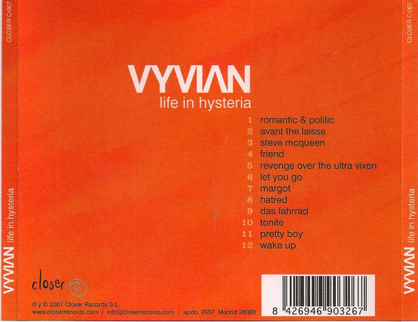 Vyvian – Life In Hysteria - CD - NUEVO - PRECINTADO / NEW – SEALED.
