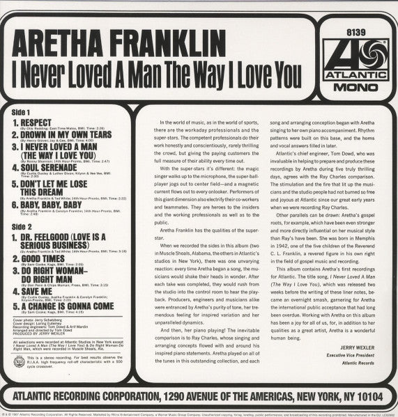 Aretha Franklin – I Never Loved A Man The Way I Love You - LP