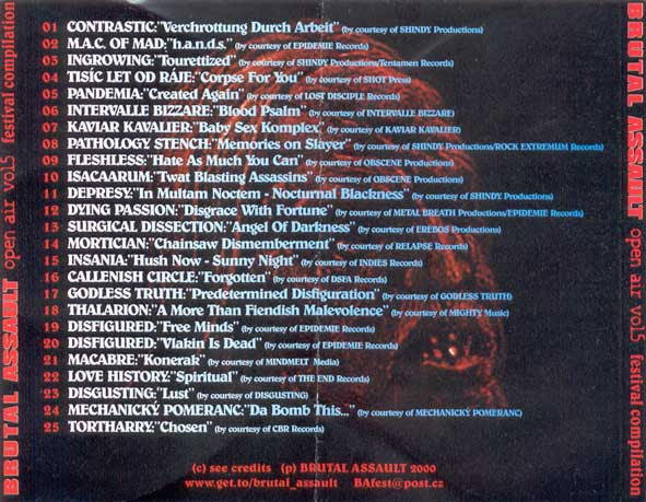 Brutal Assault - Open Air Festival Vol.5 - CD - 2000 - Shindy Productions - Very Good Condition (VG+ / VG+)