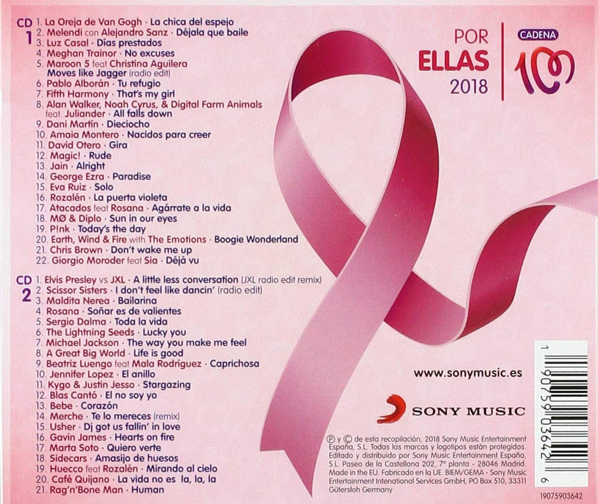 Por Ellas 2018: Cadena 100 - 2xCD - NUEVO / PRECINTADO - NEW / SEALED.