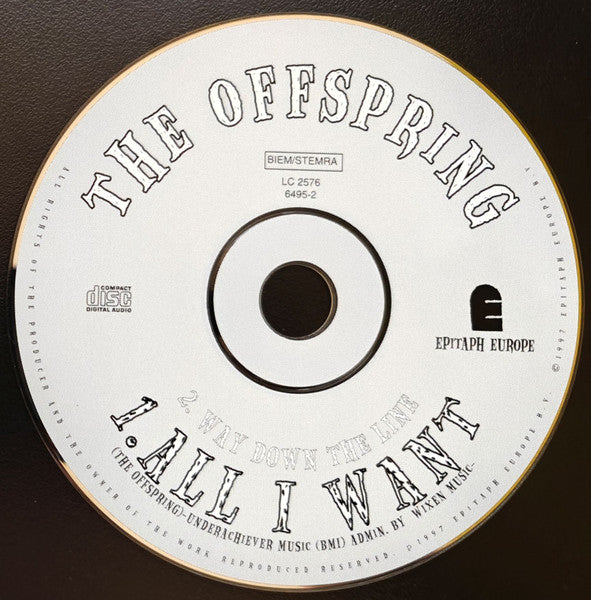 The Offspring – All I Want - CD Single, Cardboard Sleeve - Very Good Condition (VG+ / VG+)