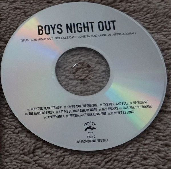 Boys Night Out – Boys Night Out - CD - Promo - Cardboard Sleeve - 2007 - Ferret Music – F082-2 - CD Muy Buen Estado (VG+) / Portada Como Nueva (M-)