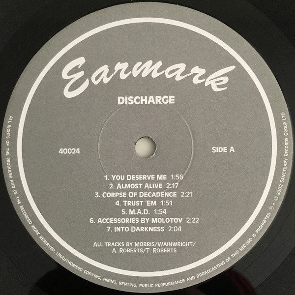 Discharge – Discharge - LP - 180g - 2003 - Earmark – 40024 - New and unplayed but not sealed.