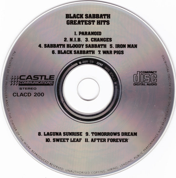 Black Sabbath – Greatest Hits - CD - Como Nuevo / Like New (M- / M-)